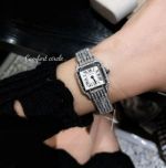Cartier Stainless Steel 27*37MM Quartz Movement Single-Row Diamond Women's Watch